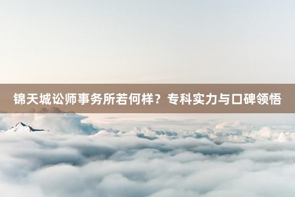 锦天城讼师事务所若何样？专科实力与口碑领悟
