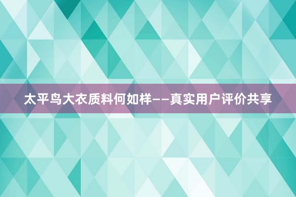 太平鸟大衣质料何如样——真实用户评价共享