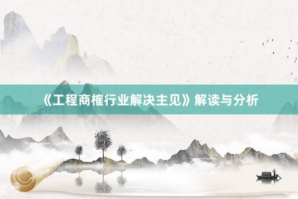 《工程商榷行业解决主见》解读与分析